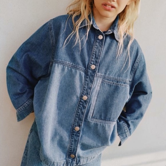 Zara Boy Denim Patchwork Shirt Blue - Picture 1 of 4